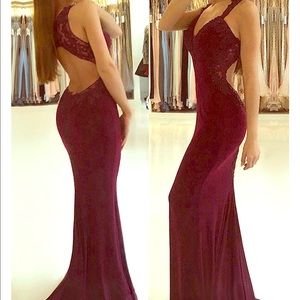 COPY - Burgundy Wine open back Homecoming/Prom dr…